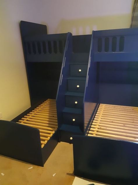 Triplet Boys Bedroom, Triple Bunk Beds Plans, Triplet Boys, Beds With Stairs, Girls Bunk Beds, Bed For Girls Room, Bunk Bed Plans, Bunk Bed Rooms, Triple Bunk Beds