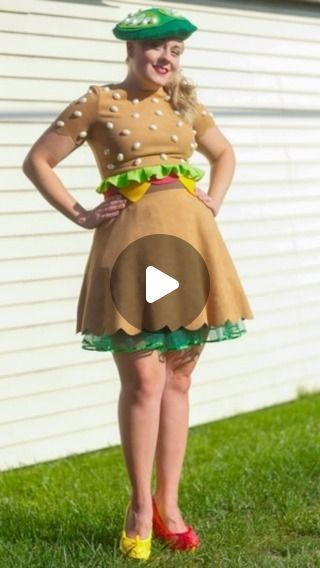 Miss Anna Leigh Jewelry on Instagram: "Cheeseburger outfit is complete! 🍔   #cheeseburger #cheeseburgerincaseville #cosplay #handmadewithlove #oneofakind #y2kfashion #clowncore #kidcoreaesthetic #hamburger #fyp" Hamburgerler Costume, Cheeseburger Costume, Hamburger Costume, Kid Core Aesthetic, Food Inspired, Costume Themes, Inspired Outfits, Y2k Fashion, Cheeseburger