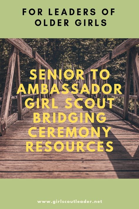 Senior to Ambassador Girl Scout Bridging Ceremony Resources for Leaders Girl Scout Bridging Ceremony, Girl Scout Brownies, Junior Badges, Bridging Ceremony, Girl Scout Gifts, Girl Scout Bridging, Troop Leader, Girl Scout Juniors, Daisy Petals