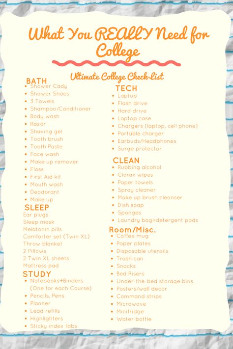 #college#needs#list Hbcu Dorm Ideas, College Needs, Needs List, College Dorm List, Dorm List, College Apartment Diy, Collage Dorm, College Dorm Checklist, Dorm Room Checklist