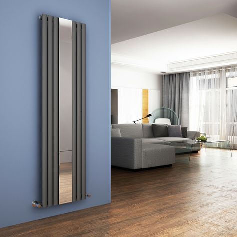 Vertical Designer Mirror Radiator 1800x500 Anthracite Oval Column Single Heated · $106.99 Tall Radiators, Infrared Heating Panels, Best Radiators, Home Heating Systems, Heating Radiator, Home Radiators, Panel Radiator, Traditional Radiators, Walk In Shower Enclosures