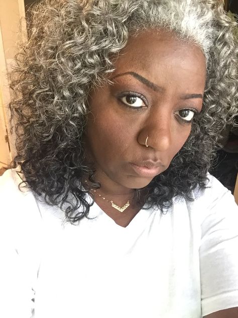 Grey Dyed Hair Black Women, Dyed Hair Black Women, Dark Skinned Black Women, Grey Dyed Hair, Salt And Pepper Hair Color, Pepper Hair Color, Pepper Hair, Color Ideas For Black Women, Grey Hair Looks