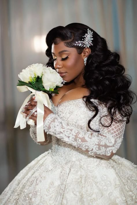 Hairstyles To Do With Knotless, Bridal Hair Styles For Black Women, Wedding Hair Styles Black Women, Sleep In Hairstyles, Bridal Hair Black Women, Wedding Hairstyles Black Women, Hairstyles To Hide Bangs, Wedding Wig, Hairstyles Slick Back