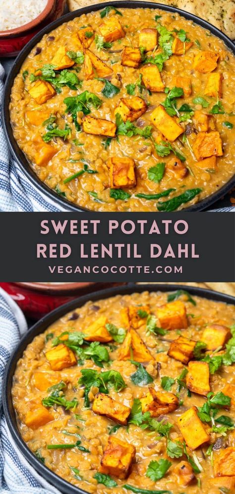 Soup Recipes Sweet Potato, Potato Soup Recipes, Red Lentil Dahl, Recipes Sweet Potato, Lentil Recipes Easy, Red Lentil Recipes, Dahl Recipe, Sweet Potato Soup Recipes, Lentil Dahl