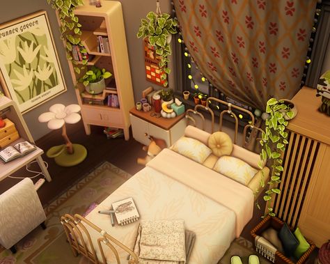 19 Culpepper House [free] | Patreon Sims 4 Bedroom Download, Sims 4 Cottage Core Cc Furniture, Sims 4 Cottage Bedroom, Sims 4 Cc Fairycore Furniture, Sims 4 Build Cc Bedroom, Cc Build Sims 4, Sims 4 Builds Cc, The Sims 4 Bedroom Ideas, Build Buy Cc