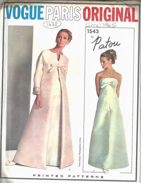 1965-Vintage-VOGUE-Sewing-Pattern-B34-EVENING-DRESS-COAT-1628-By-PATOU-262408349897 Vintage Vogue Patterns, Vintage Vogue Sewing Patterns, Vogue Vintage, Strapless Evening Gowns, Fashion 1960s, Vogue Sewing, Vogue Sewing Patterns, Vogue Patterns, Womens Sewing Patterns