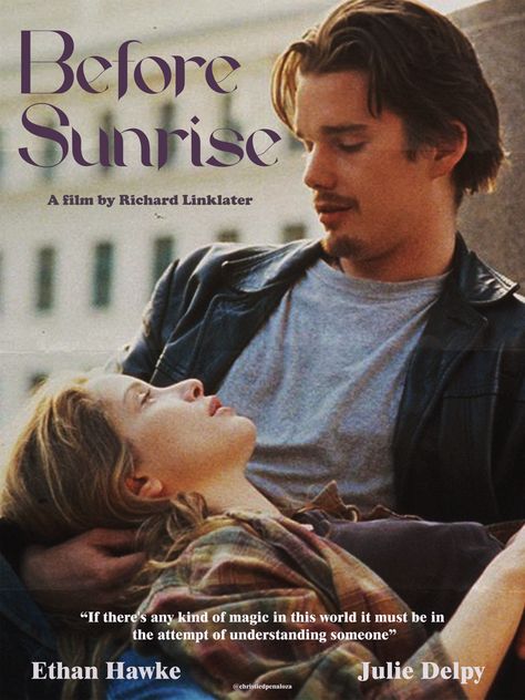 Before Sunrise vintage movie poster Movie Wall Prints Aesthetic, Film Prints For Walls, Christian Leave Poster, Before Sunrise Poster Art, Before I Fall Poster, Letterboxd Movie Posters, Before Sunrise Movie Poster, Vintage Movie Posters Retro, Vintage Posters Movie