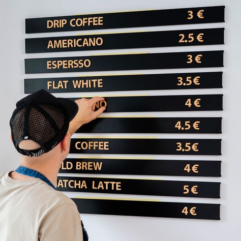 Wall Menu Set. Easily changeable metal menu board with wooden letters on magnets. Menu display for coffee shops, bars, bakeries. Menu board. Menu Letter Board, Letter Board Menu, Magnetic Menu Board, Culture Cafe, Price Board, Menu Board Design, Cafe Display, Menu Display, Coffee Shop Menu