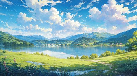 Artwork by Uomi (@OshinoUomi) AI-generated wallpaper AIイラスト 背景 landscape 自然 scenery 湖 background Anime Landscape, Paris Wallpaper, Desktop Wallpaper Art, Scenery Background, Landscape Background, Abstract Iphone Wallpaper, Beautiful Landscape Wallpaper, Anime Scenery Wallpaper, Laptop Wallpaper