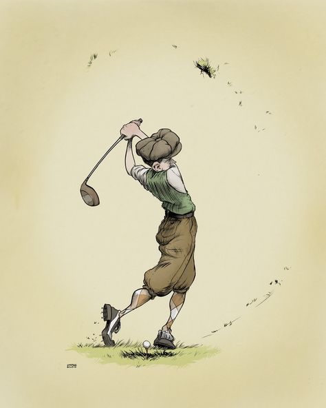 Golf Drawing, Golf Painting, Golf Poster, Golf Art, Animal Illustration Art, Golf Training Aids, Top Golf, Vintage Golf, Illustration Ideas