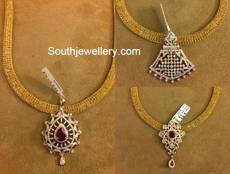 gold mesh necklace with diamond pendant Beaded Wedding Jewelry, Latest Jewellery Designs, Wedding Jewelry Sets Bridal Jewellery, Gold Necklace Indian, Mesh Necklace, Gold Necklace Indian Bridal Jewelry, Real Gold Jewelry, Gold Pendant Jewelry, Bridal Fashion Jewelry