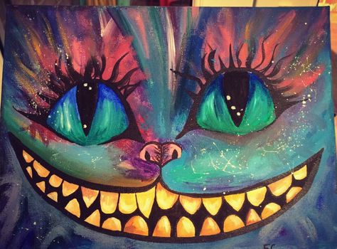 Acrylic painting I did of the Cheshire Cat from Alice in Wonderland Alice In Wonderland Acrylic Painting, Alice In Wonderland Painting Easy, Alice In Wonderland Painting, Wonderland Painting, Cat From Alice In Wonderland, Alice In Wonderland Paintings, Wonderland Crafts, Canvas Painting Quotes, Alice In Wonderland Crafts