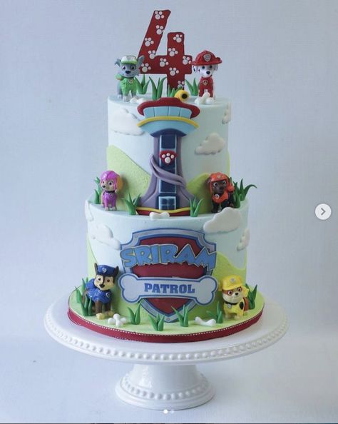 Paw Patrol Tier Cake, Two Tier Paw Patrol Birthday Cake, Paw Patrol Lookout, Fondant Dog, Birthday Paw Patrol, Sonic Cake, Paw Patrol Birthday Cake, Paw Patrol Cake, Paw Patrol Birthday Party