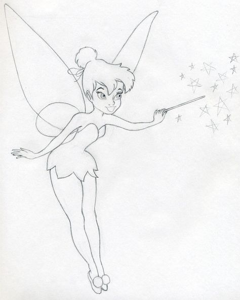 Draw Tinkerbell Is Very Easy How To Draw Tinkerbell, Draw Tinkerbell, Tinkerbell Drawing, Sketch Realistic, Doodle Canvas, Tinkerbell Pictures, Beginners Art, Easy Step By Step Drawing, Cartoon Drawings Disney