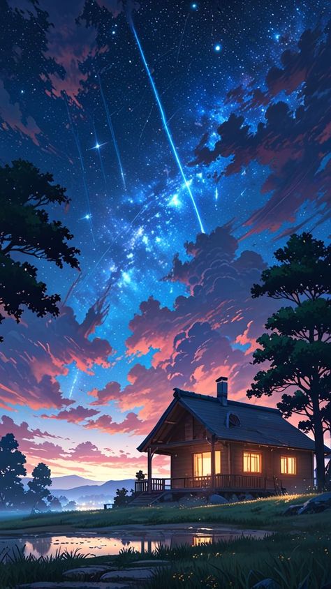 Night Sky 🌌 #wallpaper #space #anime Anime Night Sky Aesthetic, Anime Sky Wallpaper, Dreamy Night Sky, Space Anime, Dreamy Night, Sky Anime, Night Sky Wallpaper, Sky Wallpaper, Wallpaper Space