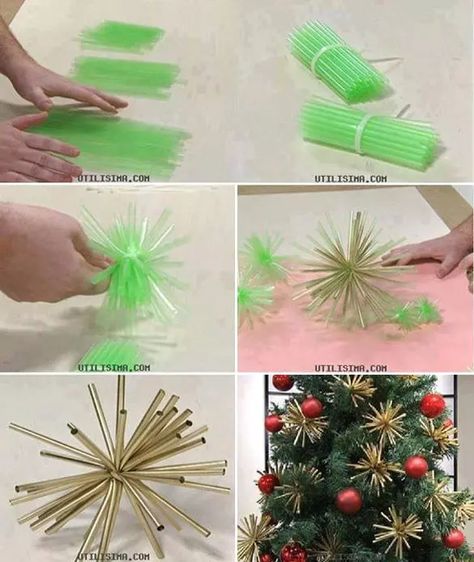 Straw Crafts, Diy Christmas Ornament, Folding Origami, Simple Christmas Tree, Easy Christmas Diy, Noel Christmas, How To Decorate, Xmas Ornaments, Homemade Christmas