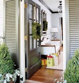 Stylish Entryway, Shutter Colors, Entry Hallway, Shutters Exterior, Entry Hall, Elements Of Style, Cottage Living, Home Doors, Architecture Exterior