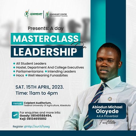 Masterclass Flyer, Flier Designs, Flyer Inspiration, Leadership Training, Master Class, Flyer Design, Leadership, Meant To Be, University