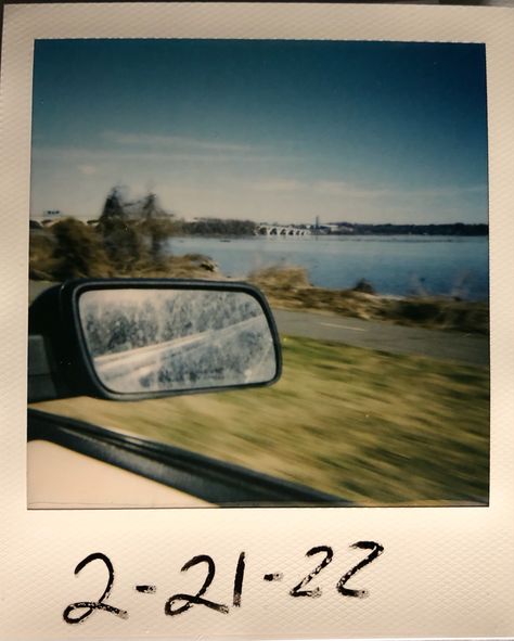 polaroid of potomac river, vintage aesthetic, driving aesthetic, polaroid aesthetic, grunge, 2022 vibes 80s Polaroid Aesthetic, Vintage Road Trip Aesthetic, Polaroid Aesthetic Vintage, Car Polaroid, Polaroid Camera Aesthetic, Aesthetic Driving, Yearbook Club, Polaroid Ideas, Driving Aesthetic