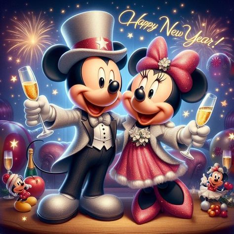 Disney Happy New Year, Disney New Year, Mickey Mouse Clipart, Disney Characters Christmas, Disney Best Friends, Minnie Mouse Images, Cute Disney Drawings, Disney Collage, Disney Images