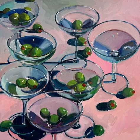 Martinis! Did someone say martinis? Oh it was me. . Oil Painting on Cradled Birch Wood Panel . . #oilpainting #art #fineart #martinis… | Instagram Flash Sheets, Bar Cart Art, Everyday Art, Life Paintings, Virtual Art, Visual Inspiration, A Level Art, Cover Pics, Painting Art Projects