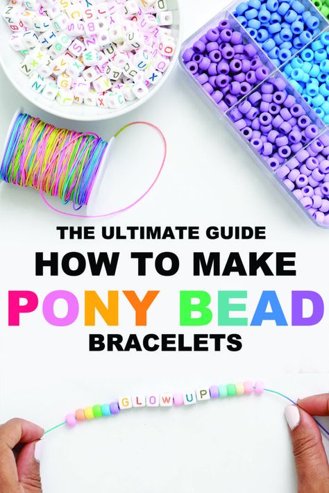 How to Make Beaded Bracelets with Elastic - Damask Love Diy Bead Friendship Bracelets, Friendship Bracelets With Pony Beads, Birthday Party Bracelet Making, Diy Pony Bead Bracelets, Friendship Bracelets Beads Diy, Beaded Bracelets Friendship, Bracelet Making Birthday Party, Bracelet Party Ideas, Beaded Friendship Bracelets Tutorial