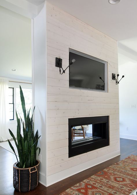 shiplap fireplace Diy Fireplace Wall, Diy Fireplace Surround, Modern Mantle, Diy Shiplap Fireplace, Modern Fireplace Mantels, Floating Mantel, White Shiplap Wall, Mantel Design, Fireplace Tv Wall