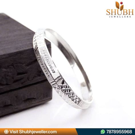 ✅ X-Cut Design ✅ V-Shape ✅ Sharp Detailing ✅ Pure Silver Kada ✅ 65 gm Weight ✅ For Men ✅ Exclusive at Shubh Jewellers "Our sharp X-cut designs exude boldness and precision. Make a powerful statement with Shubh Jewellers." To shop now, message us on WhatsApp at 7878955968 or visit our website www.shubhjeweller.com #ShubhJewellers #SilverKada #XCutDesign #VShape #ShopNow Silver Kada For Men, Mens Silver Bangle, Silver Kada, Silver Bracelet For Men, Custom Silver Jewelry, Sharp Design, New Gold Jewellery Designs, Silver Chain For Men, 925 Silver Bracelet