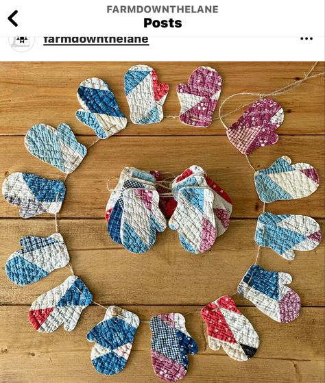 Kimono Fabric Crafts, What To Do With Old Tattered Quilts, Repurpose Old Quilts Upcycling Ideas, Repurpose Quilts Ideas, Quilt Scrap Projects, Quilt Garland, Old Quilts Repurposed Ideas, Quilt Banner, Quilt Ornaments