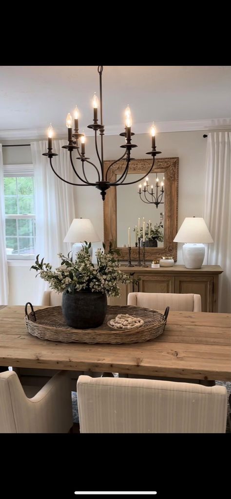 Off Kitchen Dining Room, Black Furniture Dining Room, Grandma Core Dining Room, Dining Room With No Windows, European Farmhouse Dining Room, Magnolia Dining Room, Dining Room Table Ideas, Moody Dining Room, Farmhouse Style Dining Room