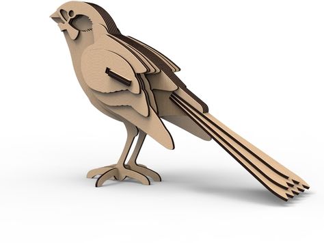 Bird by reza - Thingiverse Auf thingiverse.com http://www.pinterest.com/halinakaminski/patterns-templets-tutorials/ Lasercut Design Ideas, Cardboard Bird, 3d Templates, Folding Origami, Sparrow Bird, Cardboard Sculpture, Toy Art, Cardboard Art, 3d Puzzles