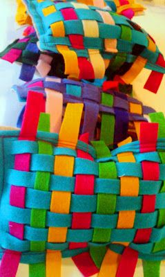 woven felt pillows: beehive ART Elementary Art Projects With Felt, Middle School Textile Art Projects, Weaving Projects For Kids, Felt Weaving, Felt Pillows, Beehive Art, Adaptive Art, Kindergarten Art Lessons, Weaving For Kids