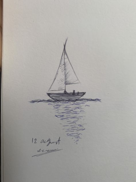 Sail Boat Sketches, Drawing Ideas Easy Beach, Dock Drawing Simple, Boat Reference Drawing, Easy Sailboat Drawing, Simple Sail Boat Drawing, Sailboat Sketch Simple, Boat Sketch Simple, Wave Sketch Simple