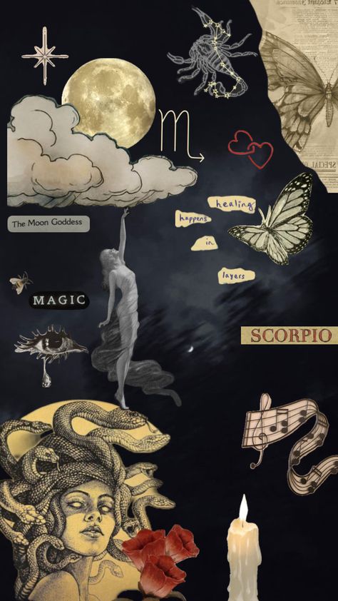 #scorpio #scorpiomoodboard #moody #emotional #fyp Scorpio Collage Wallpaper, Scorpio Midheaven Aesthetic, Scorpio Mood Board, Scorpio Transformation, Scorpio Season Aesthetic, Scorpio Collage, Scorpio Moon Aesthetic, Scorpio Aesthetic Wallpaper, Scorpio + Core + Aesthetic