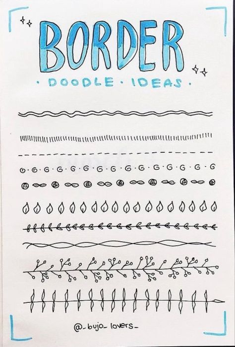 Simple Border Lines For Projects, Minimal Border Designs For Projects, Designing Notebooks, Boder Degin For Project Simple, Journal Border Ideas, Border Design In Notebook, Bujo Borders, Journal Dividers, Journal Frames Doodle Borders