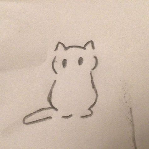 Squirrel Sketch Easy, Simple Sketch Tutorial, Easy Cats To Draw, House Doodles Simple, Simple Cat Drawing Cute, Miniature Doodles, Cat Scribble, Cat Doodle Easy, Dog Sketches