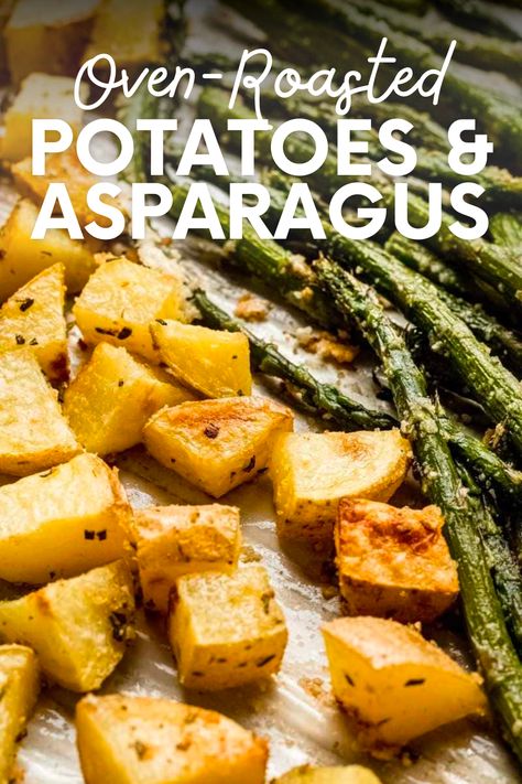 Oven-roasted potatoes and asparagus are a simple yet elegant side dish. Potato And Asparagus Baked, Asparagus Potato Recipes, Asparagus And Potatoes In Oven, Roasted Asparagus And Potatoes, Potato And Asparagus Recipe, Roasted Potatoes And Asparagus, Asparagus And Potatoes, Potatoes And Asparagus, Best Vegetable Recipes