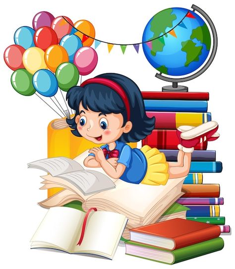 Free vector a girl reading books on a st... | Free Vector #Freepik #freevector #boy-reading #education-cartoon #student-clipart #children-reading Lets Read Poster, Picture Reading For Kids, Cartoons Reading Books, Student Reading Book, Students Clipart, Reading Book Illustration, Children Reading Books, Read Pictures, Pictures Of Books