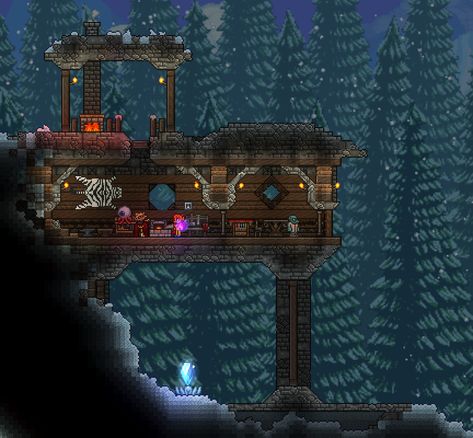 Terraria Snow Biome House, Terraria Snow House, Snow Town, Terraria Game, Terrarium Base, Terraria Tips, Terraria House Ideas, Terraria House Design, Terraria House