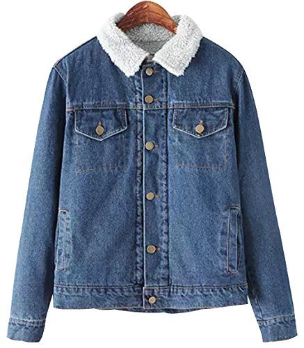 Trendy XU Women/Girls Winter Fleece Lined Denim Outwear BF Style Thicker Jean Jacket Denim Wool Jacket, Winter Denim Jacket, Jeans Jacket Women, Fur Lined Denim Jacket, Spring Windbreaker, Windbreaker Outfit, Lamb Jacket, Lamb Plush, Blazer Pattern