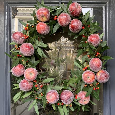 Sugared Apple Wreath — KENNETH WINGARD Apple Branch Wreath, Apple Wreaths, Sugared Fruit, Hoop Decor, Embroidery Hoop Decor, Apple Wreath, Apple Christmas, The Nutcracker Ballet, Fruit Wreath