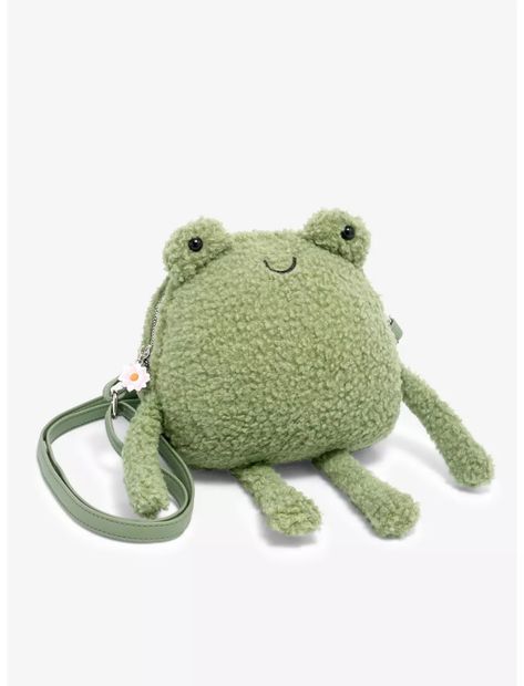 Frog Fuzzy Figural Crossbody Bag Stuffie Backpack, Cute Frog Stuff, Cute Bags Aesthetic, Guild Of Calamity, Frog Merch, Stuffed Animal Bag, Frog Clothes, Frog Accessories, Frog Purse