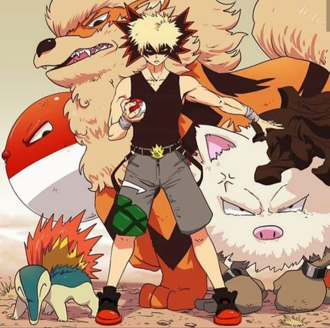 Bakugou as a pokemon trainer Pokémon Heroes, Pokemon Crossover, Bakugo Katsuki, Fandom Crossover, Pokemon Teams, My Hero Academia Memes, Pokemon Fan Art, Dessin Adorable, Popular Anime