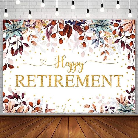 Retirement Backdrop, Baby Shower Cake Table, Women Watercolor, Happy 50th Anniversary, Retirement Party Decorations, Anniversary Party Decorations, Banner Photo, Dinner Party Themes, Leaf Photography