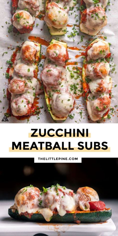 These zucchini meatball subs are a miracle meal come true! Ready in just 30 minutes and with only a few ingredients, this low carb dinners as delicious as they get! #zucchinimeatballsubs #ketomeatballsubs #meatballsubs #keto #lowcarb Healthy Dinner Recipes With Meatballs, Meat And Vegetable Dinners Low Carb, Healthy Meatball Subs Low Carb, Zucchini And Meatballs, Low Carb Meatball Subs, Meatball Dinner Ideas Low Carb, Meatball Zucchini Boats, Keto Meatball Subs, Low Calorie Meatball Sauce