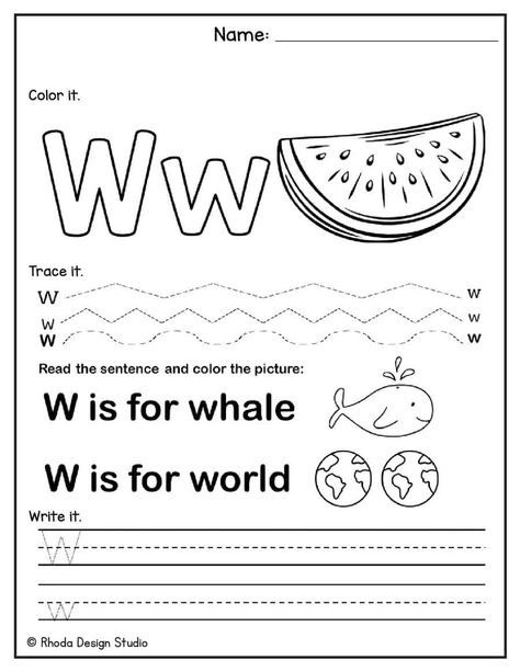 Letter W Coloring Pages Letter W Crafts, Phonics Ideas, Alphabet Activity, Pre K Activities, Teaching Letters, Letter W, Alphabet Worksheets, Alphabet Activities, English Class