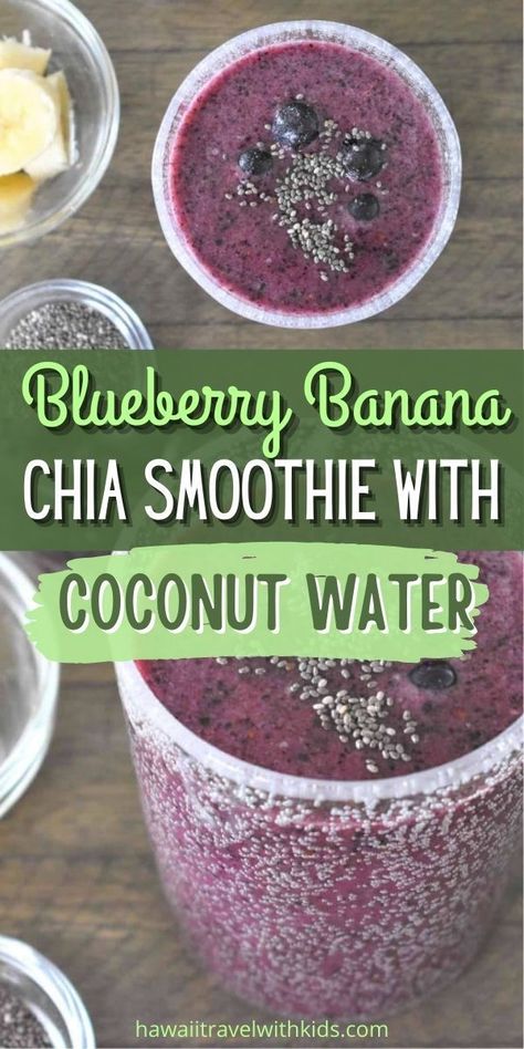 Smoothies With Coconut Water, Banana Chia Smoothie, Coconut Water Recipes, Clean Smoothies, Chia Smoothie, Coconut Water Smoothie, Blueberry Smoothie Recipe, Dairy Free Smoothies, Healthy Nutrition Plan