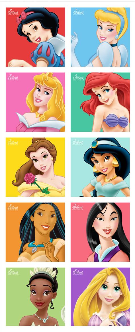 Disney Princesses - Pop Art by SilentMermaid21 Disney Princess Paintings, Original Disney Princesses, Princess Painting, Disney Paintings, All Disney Princesses, 디즈니 캐릭터, Prințese Disney, Karakter Disney, Princess Wallpaper