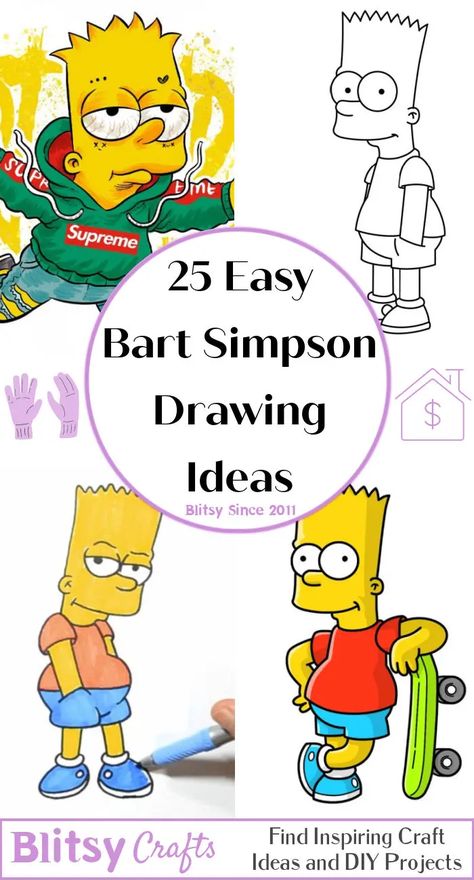 Drawing Bart Simpson, How To Draw Bart Simpson Step By Step, How To Draw Bart Simpson, Bart Simpson Art Drawings, Simpson Drawing Ideas, Art Sketches Cartoon, The Simpsons Drawings, Bart Simpson Painting, Bart Simpson Drawing