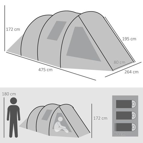 Outsunny 3-4 Persons Tunnel Tent, Two Room Camping Tent w/ Windows, Green | eBay Tunnel Tent, Camping Shelters, 4 Person Tent, Pvc Windows, Family Tent, Dome Tent, Fire Pit Patio, Camping Tent, Patio Heater